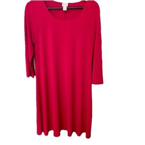 Chico's Bright Red Long Sleeve Dress Size Small(0) Holidays Comfort